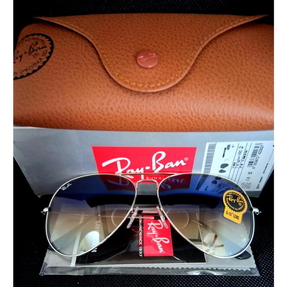 Ray-Ban RB3026 Silver Frame Blue Gradient 62mm Sunglasses